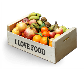 caixa / cistella de fruites ecològiques: pomes, plàtans, taronges, peres, kiwi, meló, síndria, maduixes, cireres, prunes... Tot ecològic!